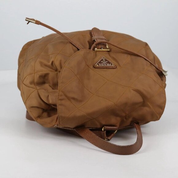 PRADA Backpack Nylon Brown Gold Auth yk18648 main image 16